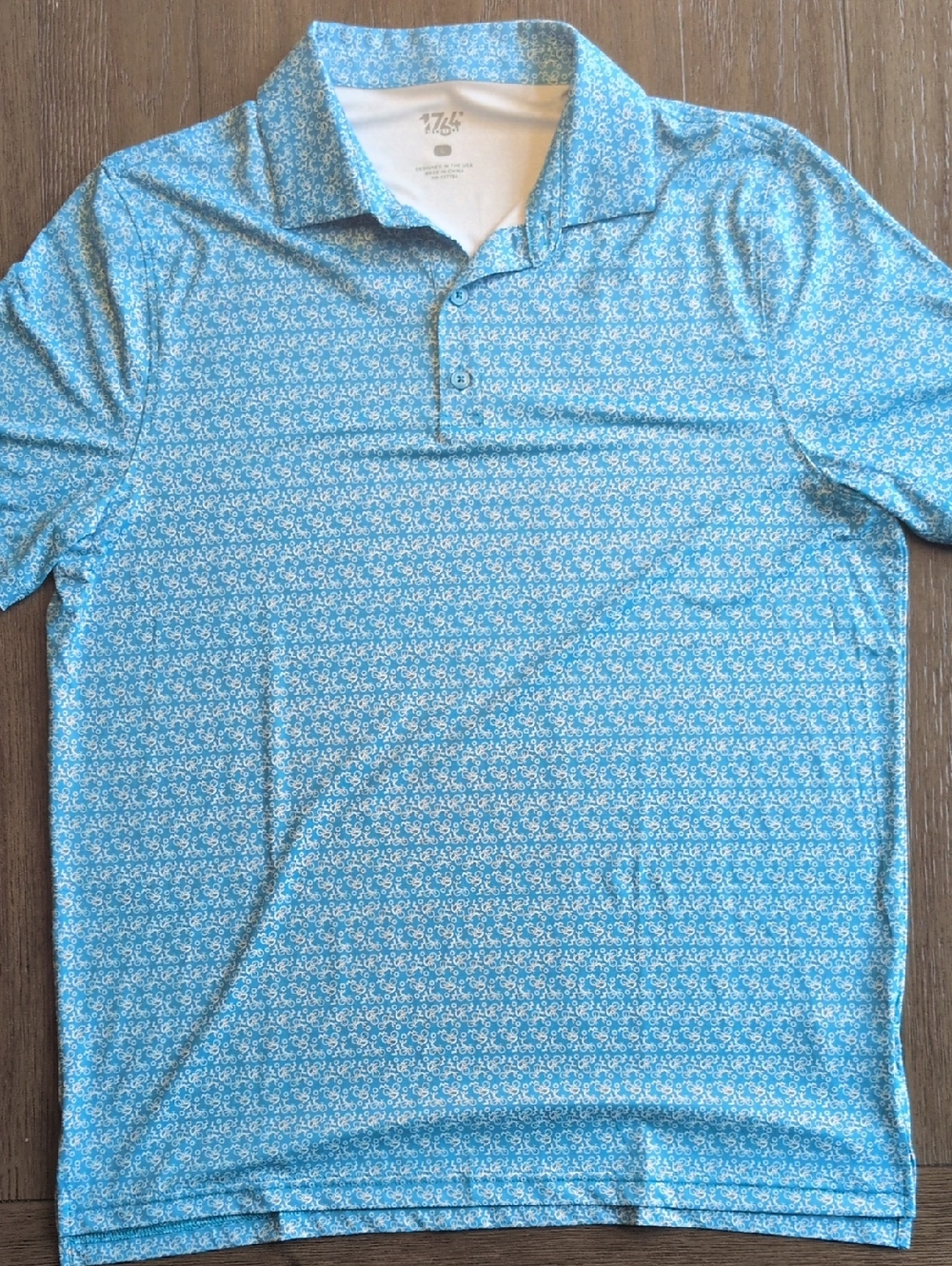Men's Light Blue Printed Performance Polo
